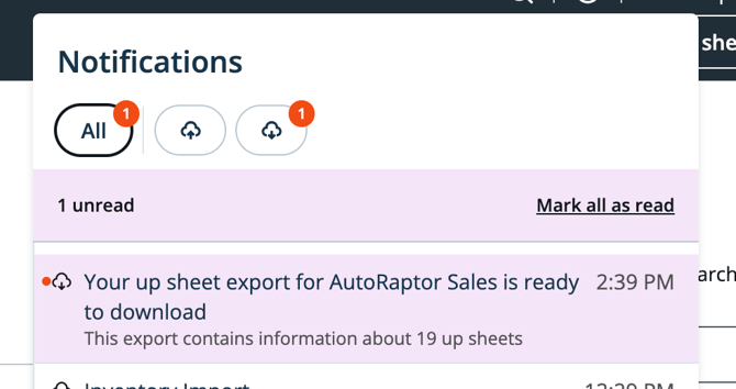 download notificiation