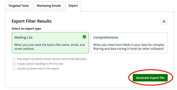 generate export file