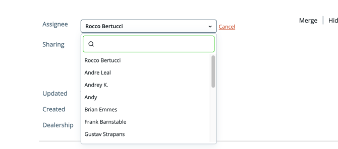 reassign dropdown